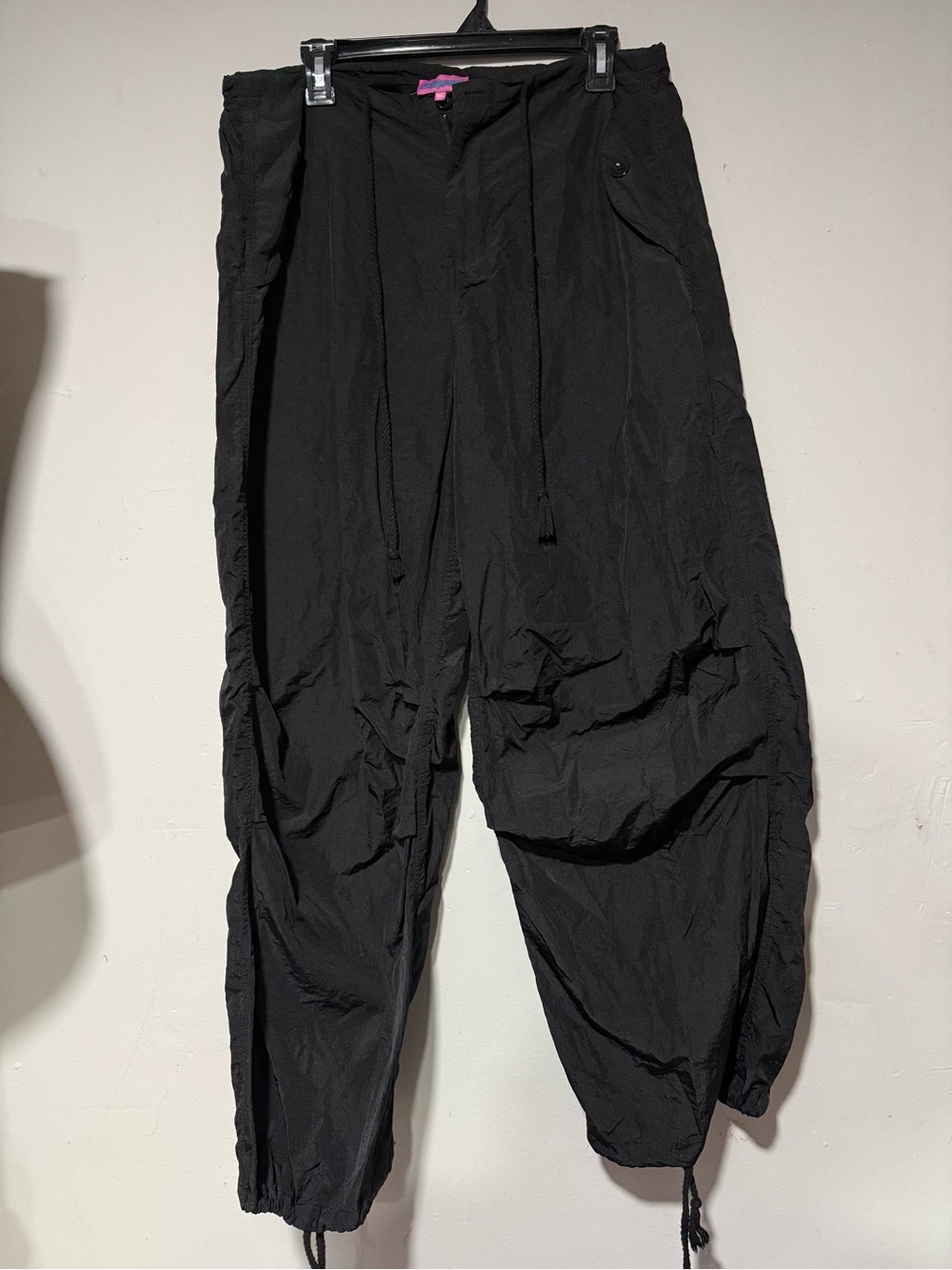 Edikted Black Drawstring Cargo Jogger Pants